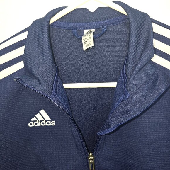 Adidas Track Climalite Jacket Sweatshirt Full Zip Blue White Size Medium - Picture 6 of 8